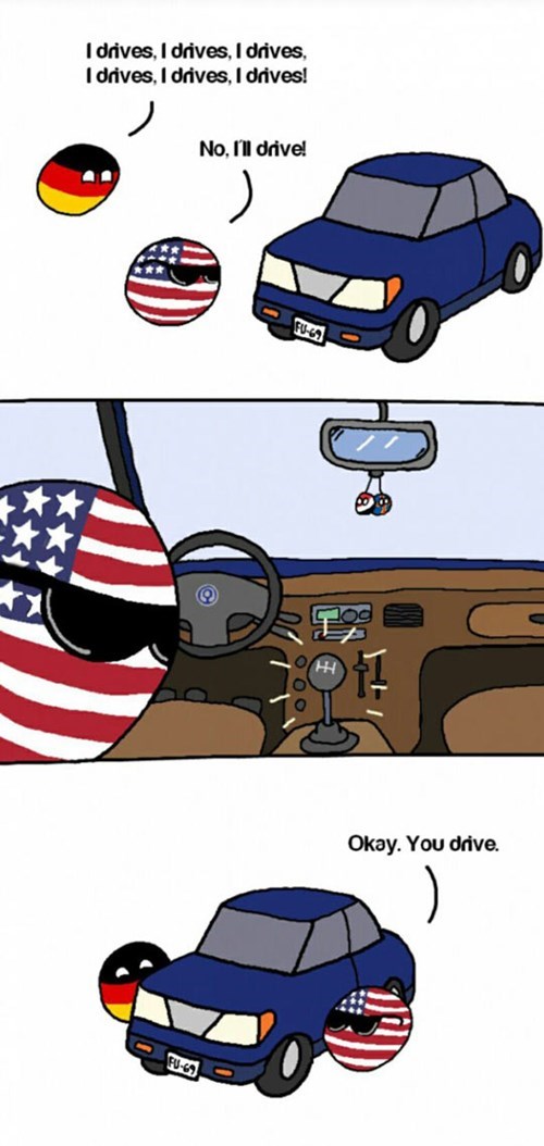 You drive! Countryballs